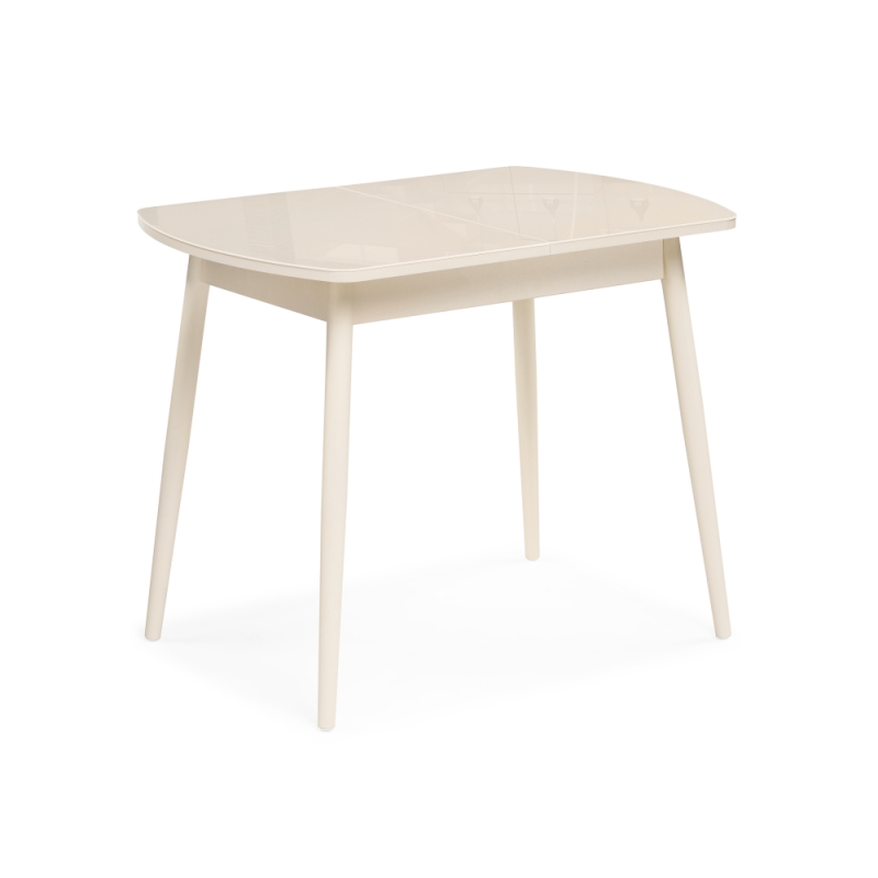 Стеклянный стол Калверт 94(126)х64х75 кремовый