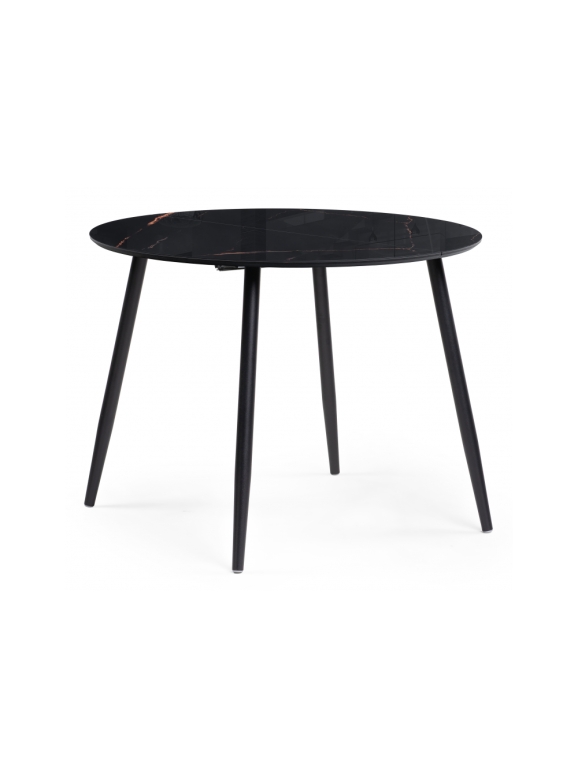 Стеклянный стол Кловис 100(140)х100х76 обсидиан / черный