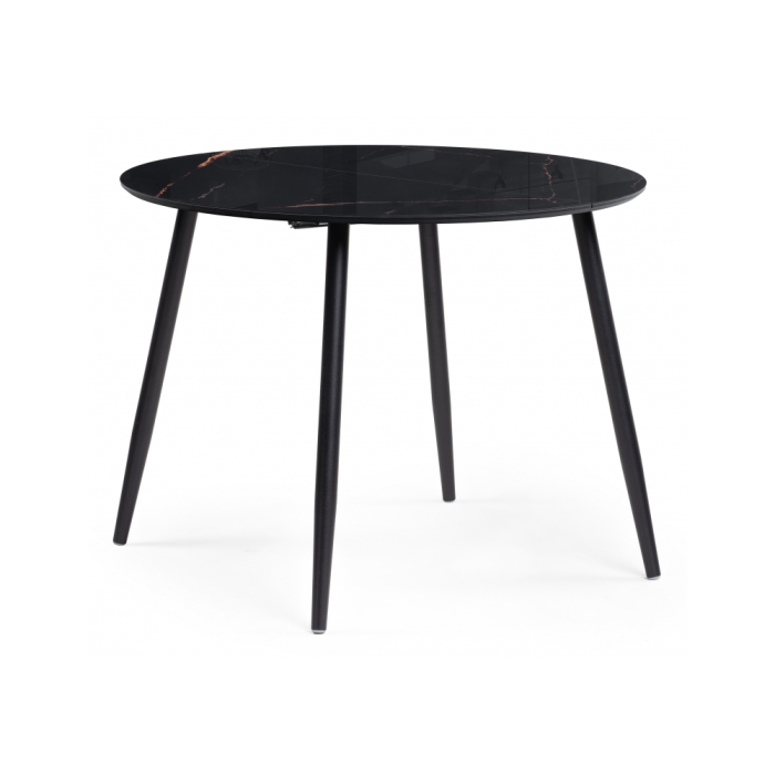 Стеклянный стол Кловис 100(140)х100х76 обсидиан / черный