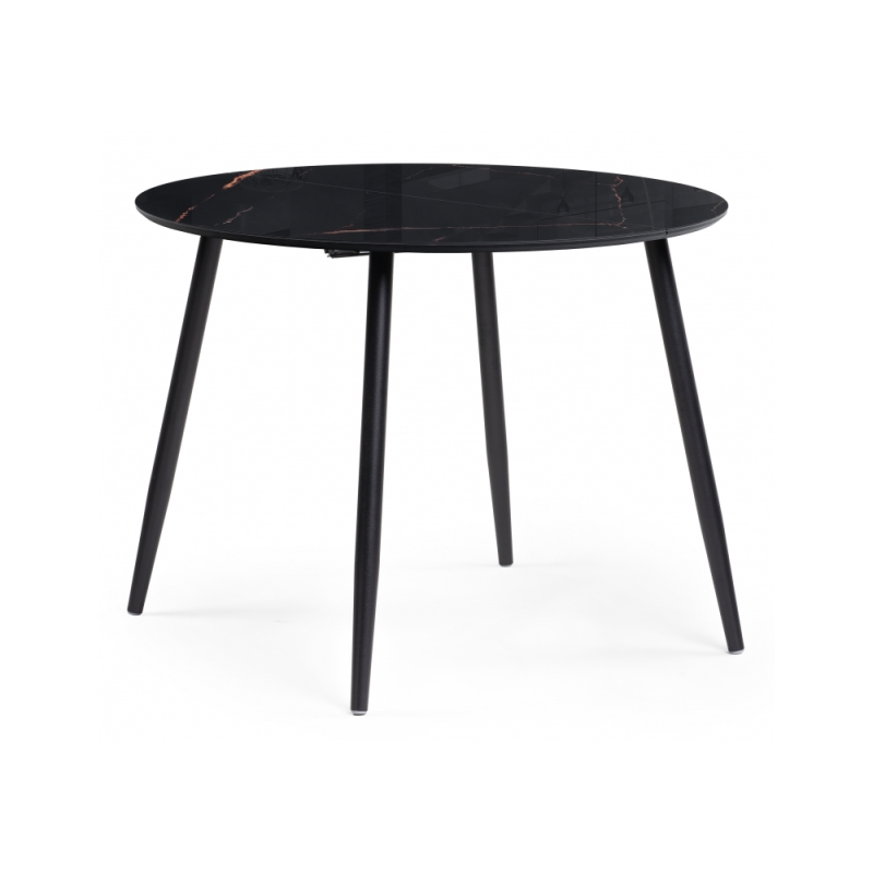 Стеклянный стол Кловис 100(140)х100х76 обсидиан / черный