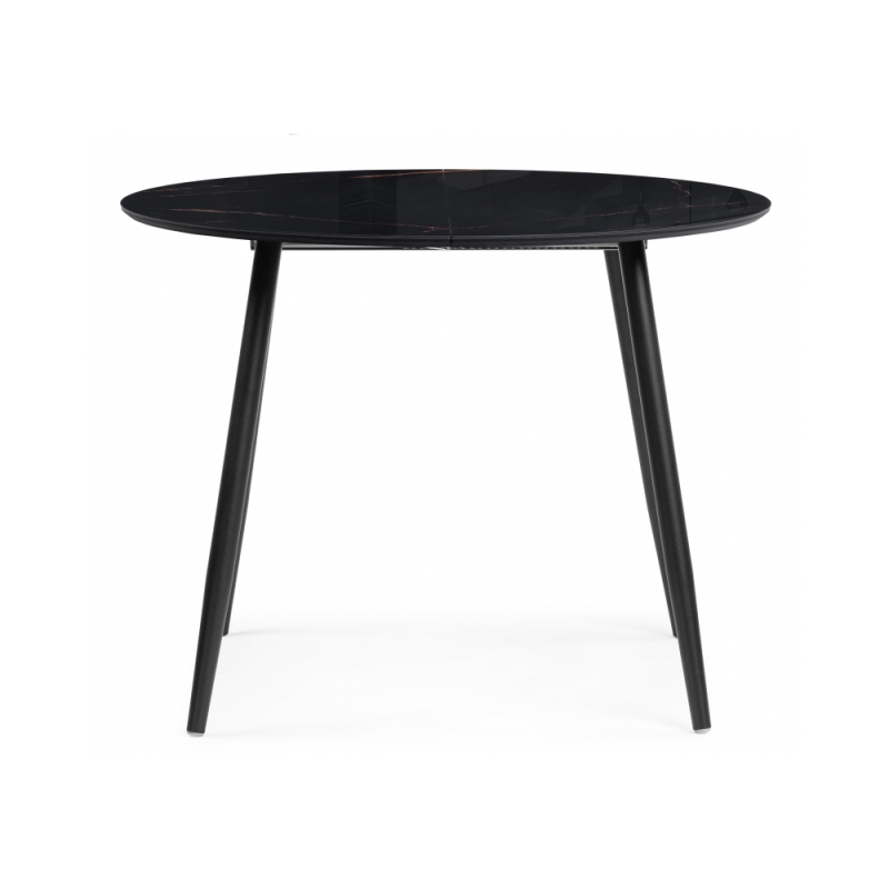 Стеклянный стол Кловис 100(140)х100х76 обсидиан / черный