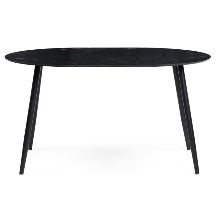 Стеклянный стол Кловис 100(140)х100х76 обсидиан / черный