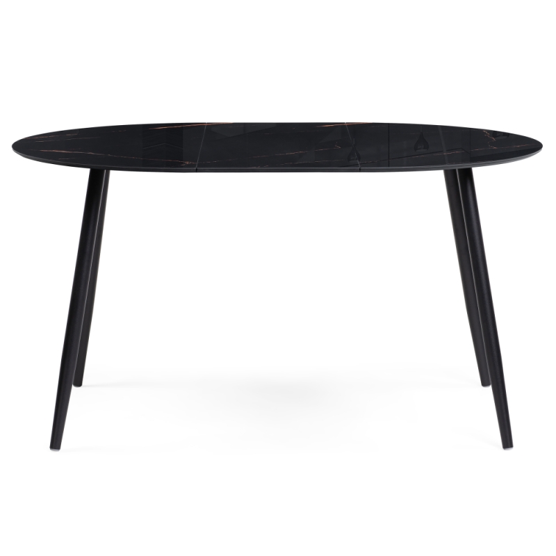 Стеклянный стол Кловис 100(140)х100х76 обсидиан / черный