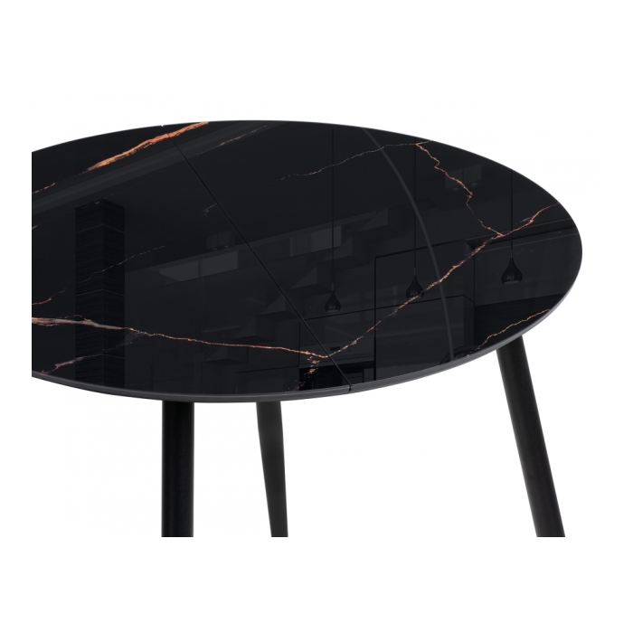 Стеклянный стол Кловис 100(140)х100х76 обсидиан / черный