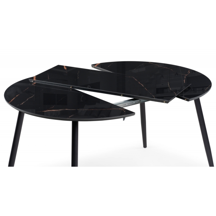 Стеклянный стол Кловис 100(140)х100х76 обсидиан / черный