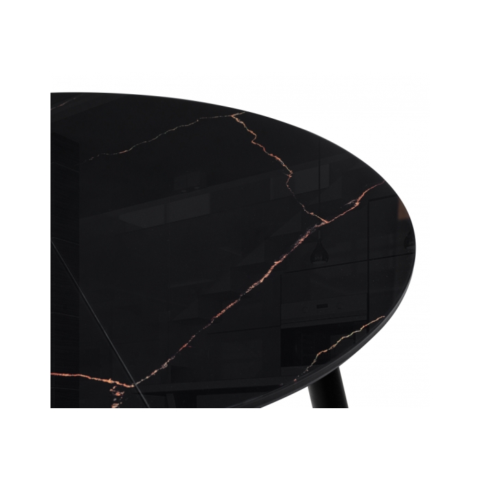 Стеклянный стол Кловис 100(140)х100х76 обсидиан / черный