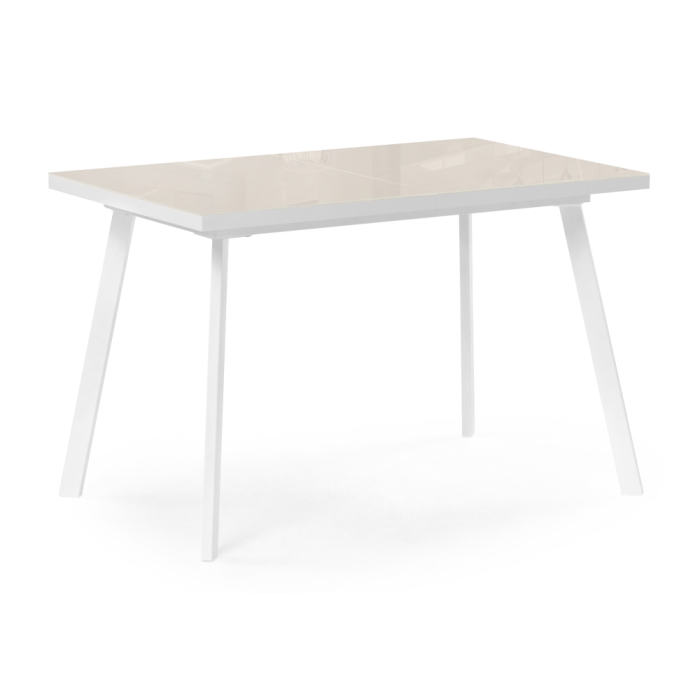 Стеклянный стол Маккензи 120(150)х70х77 латте / белый