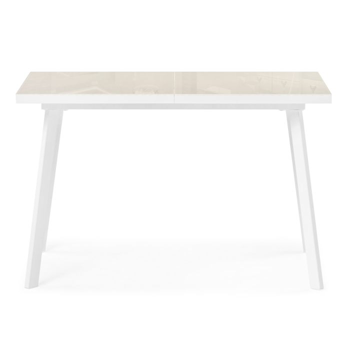 Стеклянный стол Маккензи 120(150)х70х77 латте / белый