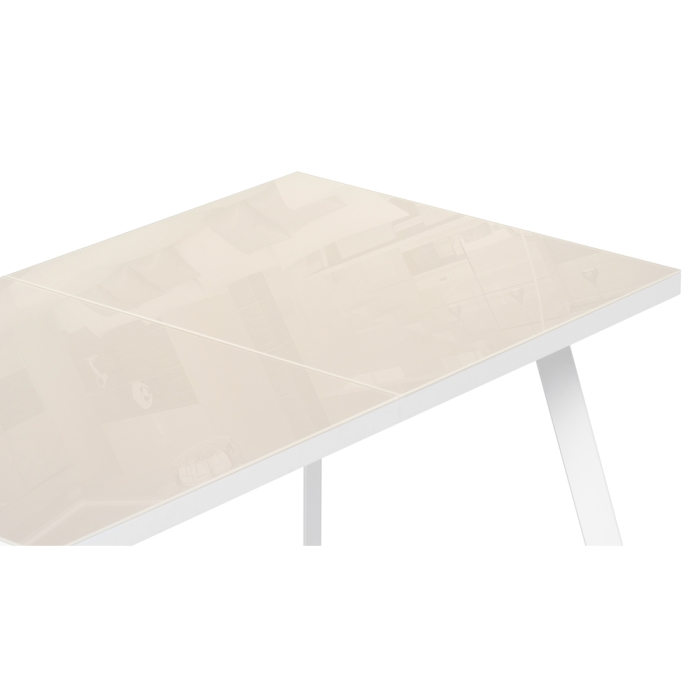 Стеклянный стол Маккензи 120(150)х70х77 латте / белый