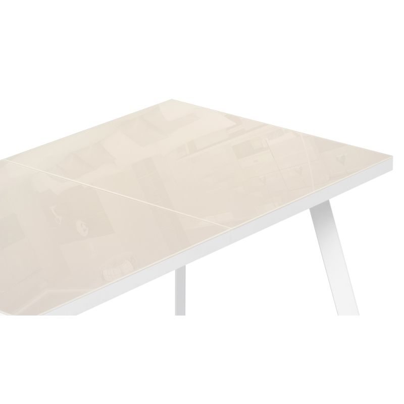 Стеклянный стол Маккензи 120(150)х70х77 латте / белый
