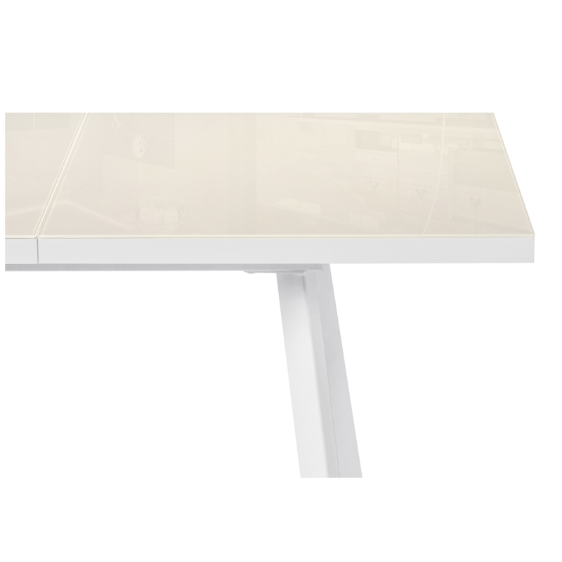 Стеклянный стол Маккензи 120(150)х70х77 латте / белый