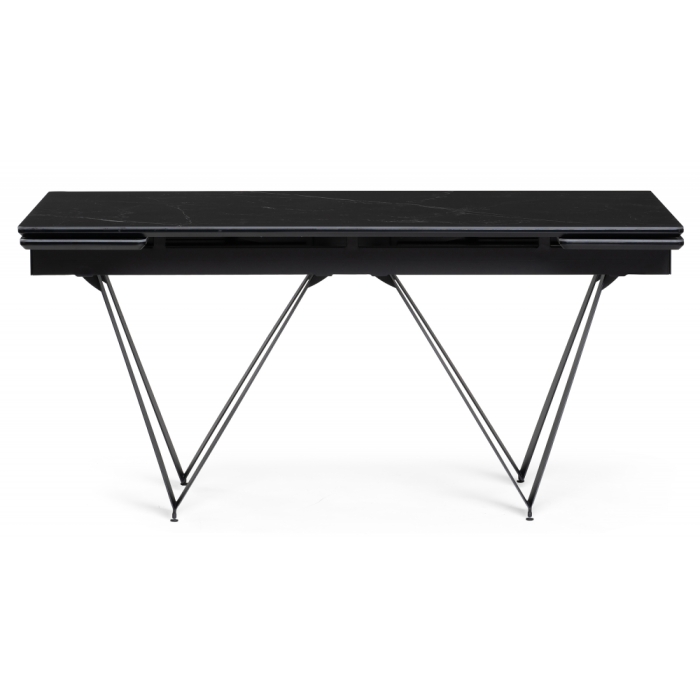 Стеклянный стол Марвин 160(220)х90х76 черный мрамор / черный