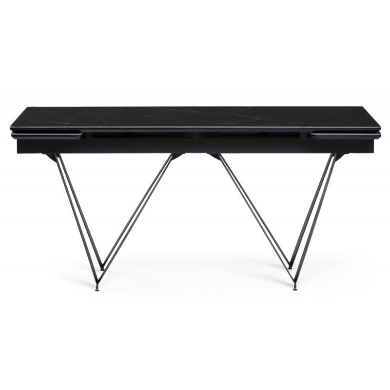 Стеклянный стол Марвин 160(220)х90х76 черный мрамор / черный