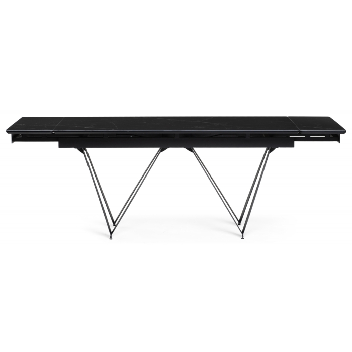 Стеклянный стол Марвин 160(220)х90х76 черный мрамор / черный