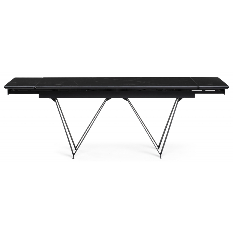 Стеклянный стол Марвин 160(220)х90х76 черный мрамор / черный