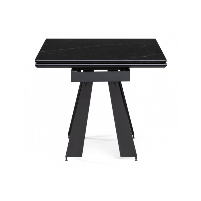 Стеклянный стол Марвин 160(220)х90х76 черный мрамор / черный