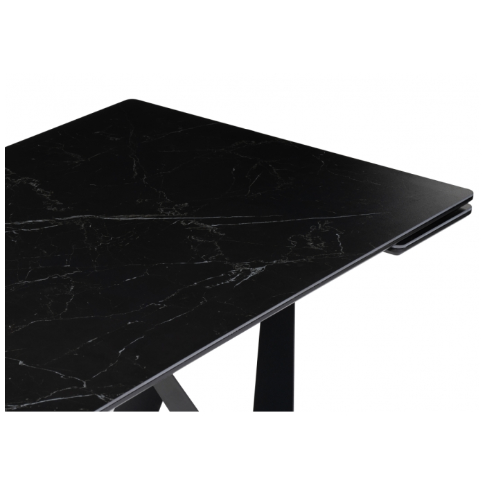 Стеклянный стол Марвин 160(220)х90х76 черный мрамор / черный