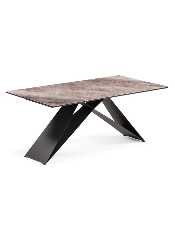 Стеклянный стол Ноттингем 180х90х74 карелия / черный