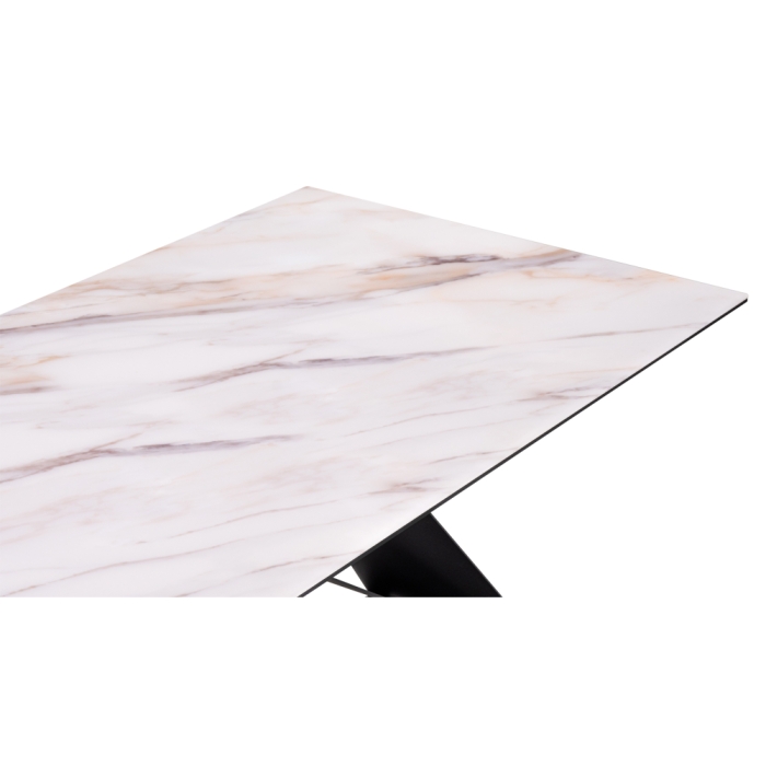 Стеклянный стол Ноттингем 180х90х74 оптивайт / черный