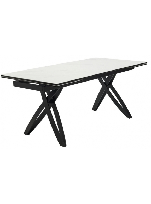 Стеклянный стол Palermo 180 итальянская керамика KL-99 белый мрамор матовый / черный