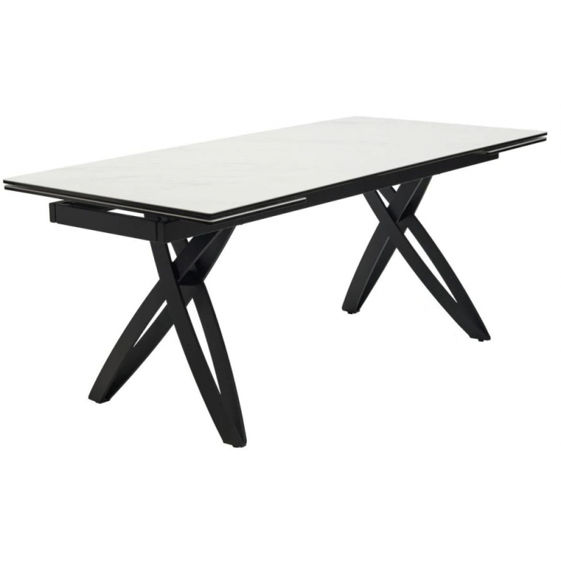 Стеклянный стол Palermo 180 итальянская керамика KL-99 белый мрамор матовый / черный