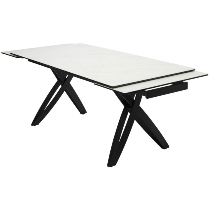 Стеклянный стол Palermo 180 итальянская керамика KL-99 белый мрамор матовый / черный