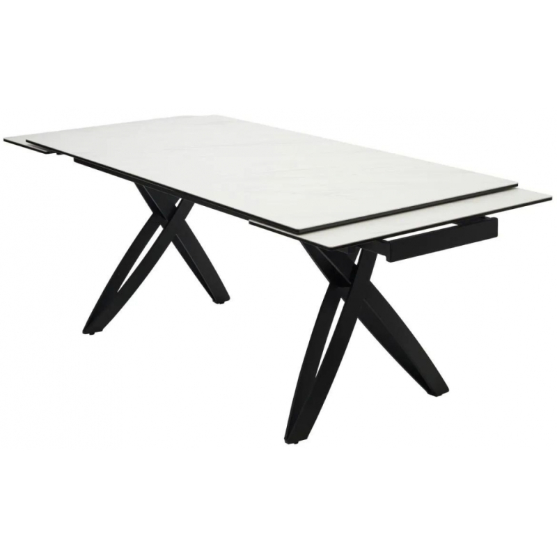 Стеклянный стол Palermo 180 итальянская керамика KL-99 белый мрамор матовый / черный