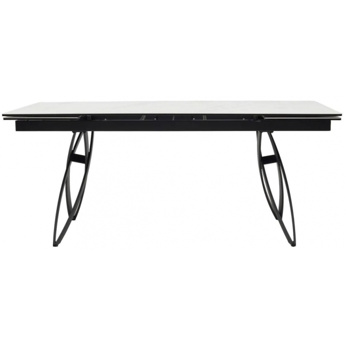 Стеклянный стол Palermo 180 итальянская керамика KL-99 белый мрамор матовый / черный