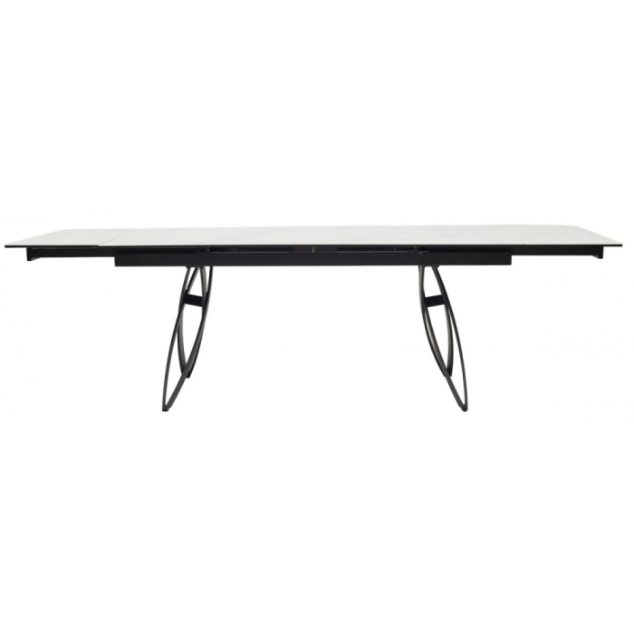 Стеклянный стол Palermo 180 итальянская керамика KL-99 белый мрамор матовый / черный