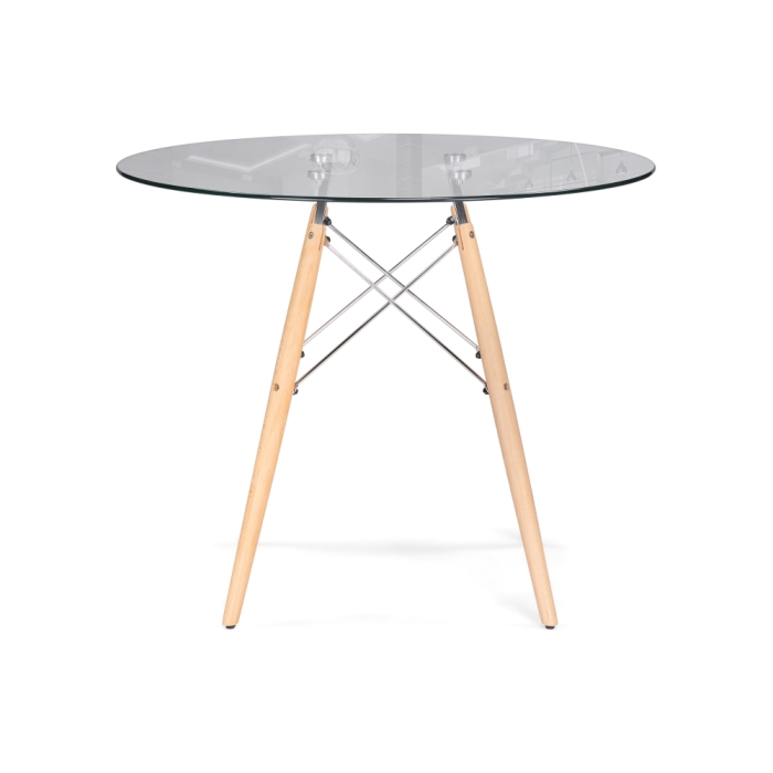Стеклянный стол PT-151 80х76 clear glass / wood