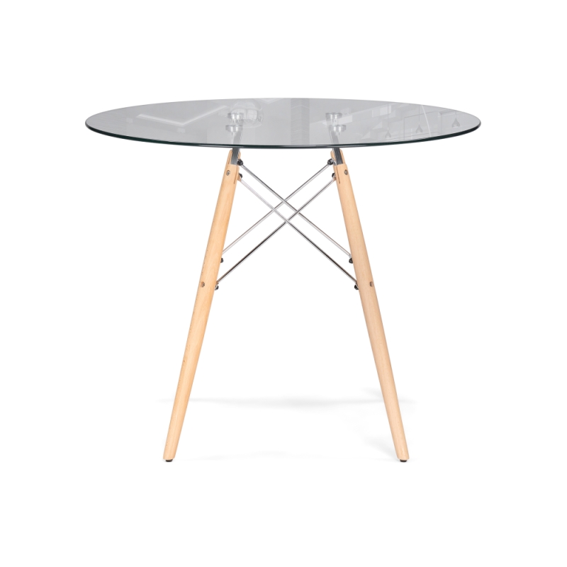 Стеклянный стол PT-151 80х76 clear glass / wood