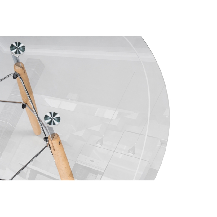 Стеклянный стол PT-151 80х76 clear glass / wood