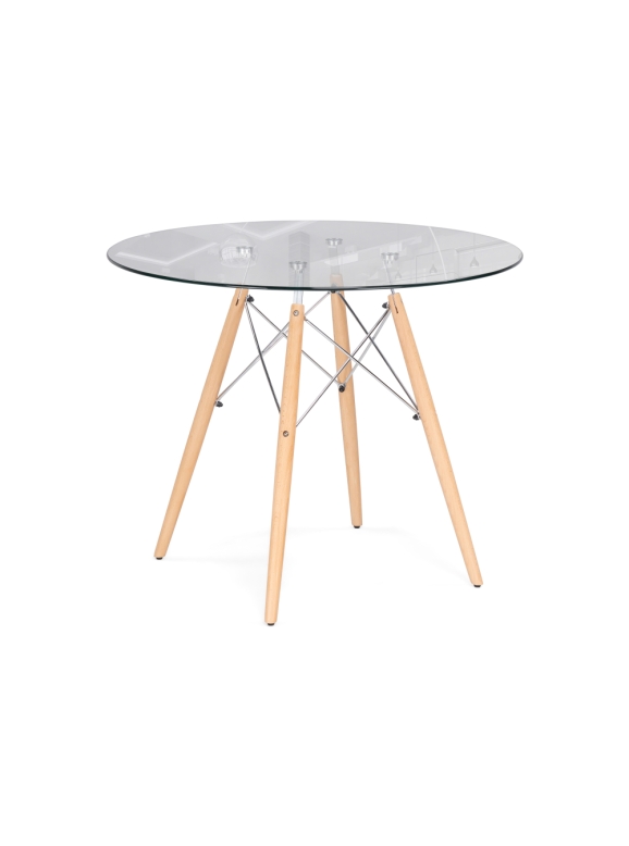 Стеклянный стол PT-151 90х76 clear glass / wood
