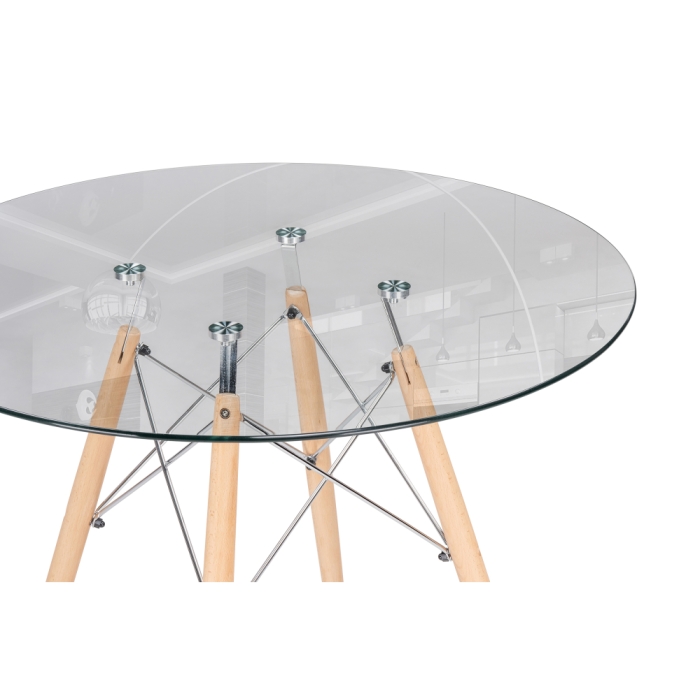 Стеклянный стол PT-151 90х76 clear glass / wood