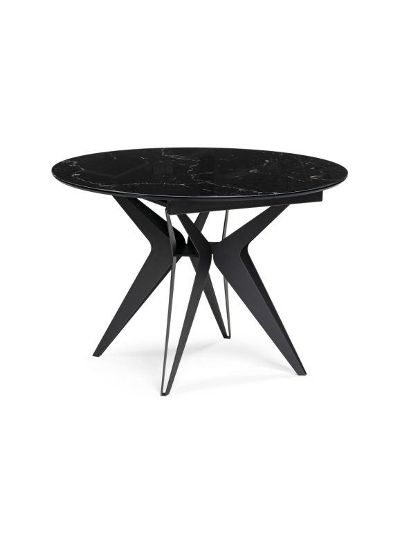 Стеклянный стол Рикла 110(150)х110х76 черный мрамор / черный