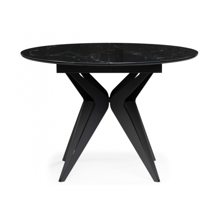 Стеклянный стол Рикла 110(150)х110х76 черный мрамор / черный