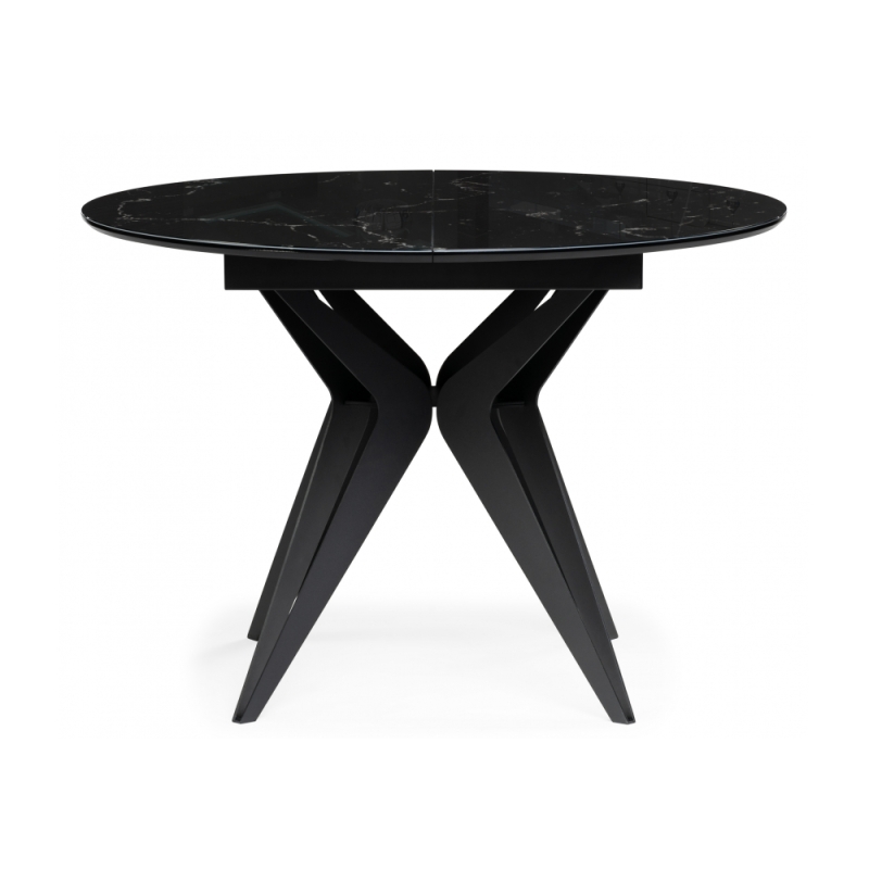 Стеклянный стол Рикла 110(150)х110х76 черный мрамор / черный