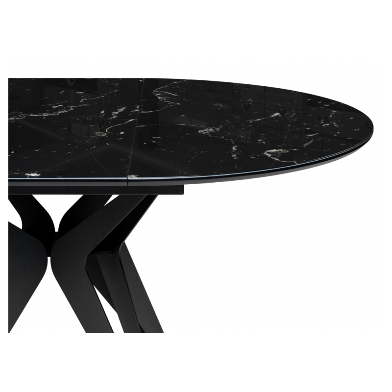 Стеклянный стол Рикла 110(150)х110х76 черный мрамор / черный