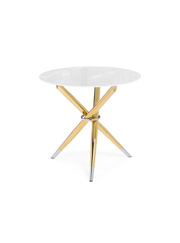 Стеклянный стол Rock 80х75 white / gold