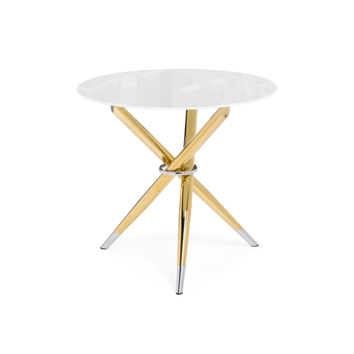 Стеклянный стол Rock 80х75 white / gold