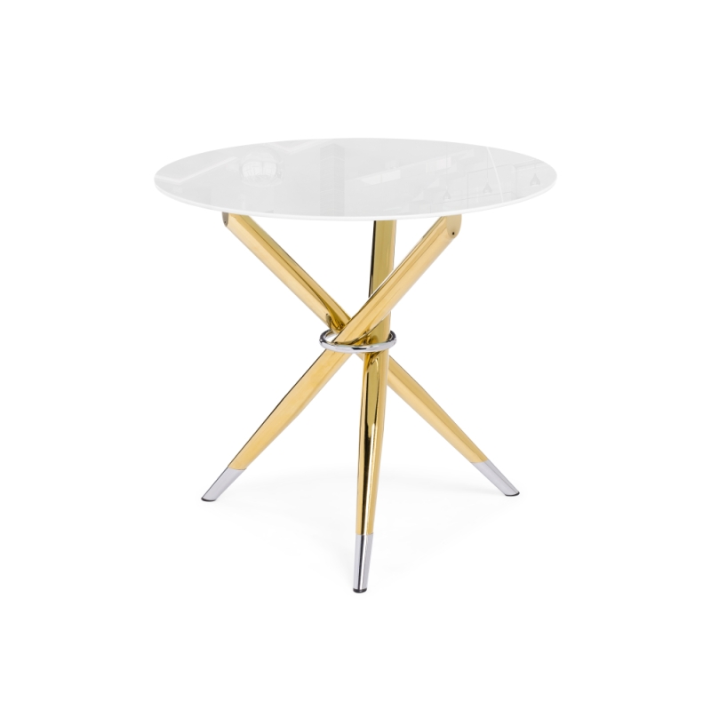 Стеклянный стол Rock 80х75 white / gold