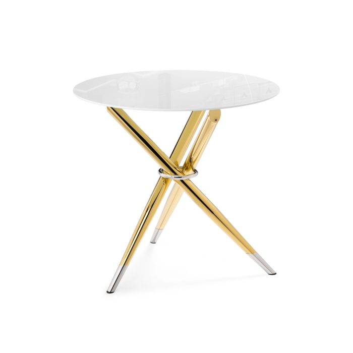 Стеклянный стол Rock 80х75 white / gold