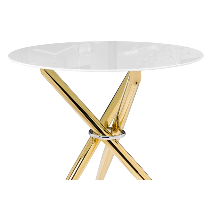 Стеклянный стол Rock 80х75 white / gold