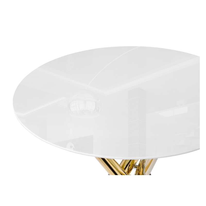 Стеклянный стол Rock 80х75 white / gold