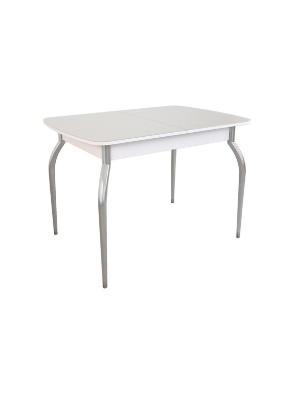 Стеклянный стол Танго 110(146)х75х75 белый / белый