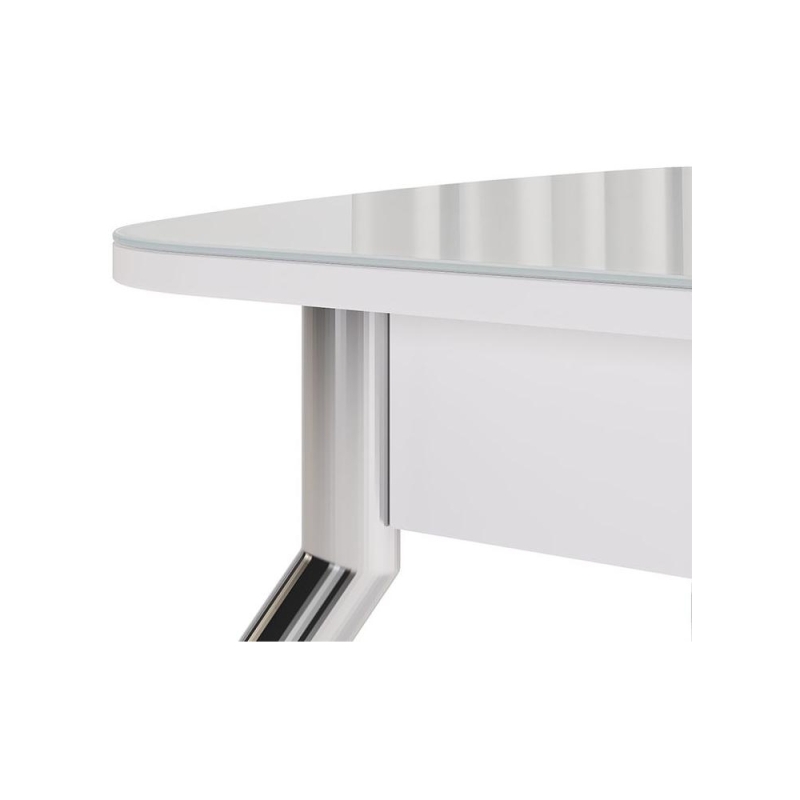 Стеклянный стол Танго 110(146)х75х75 белый / белый