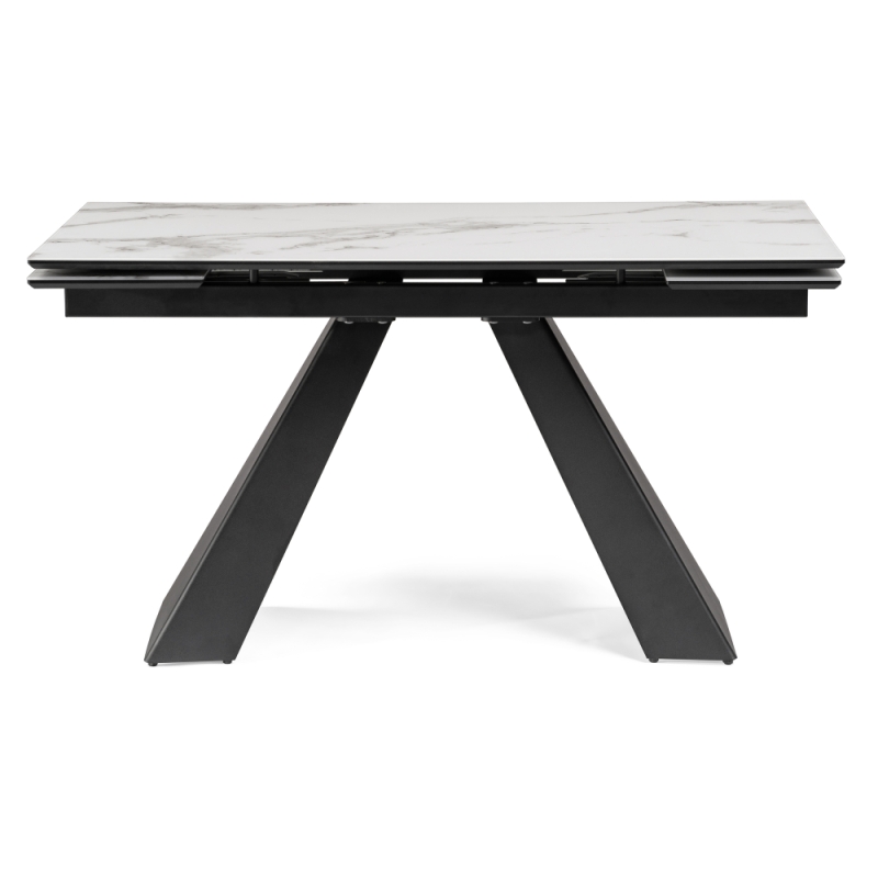 Стеклянный стол Торвальд 140(200)х80х77 белый мрамор / черный