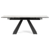 Стеклянный стол Торвальд 140(200)х80х77 белый мрамор / черный