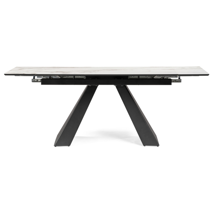 Стеклянный стол Торвальд 140(200)х80х77 белый мрамор / черный