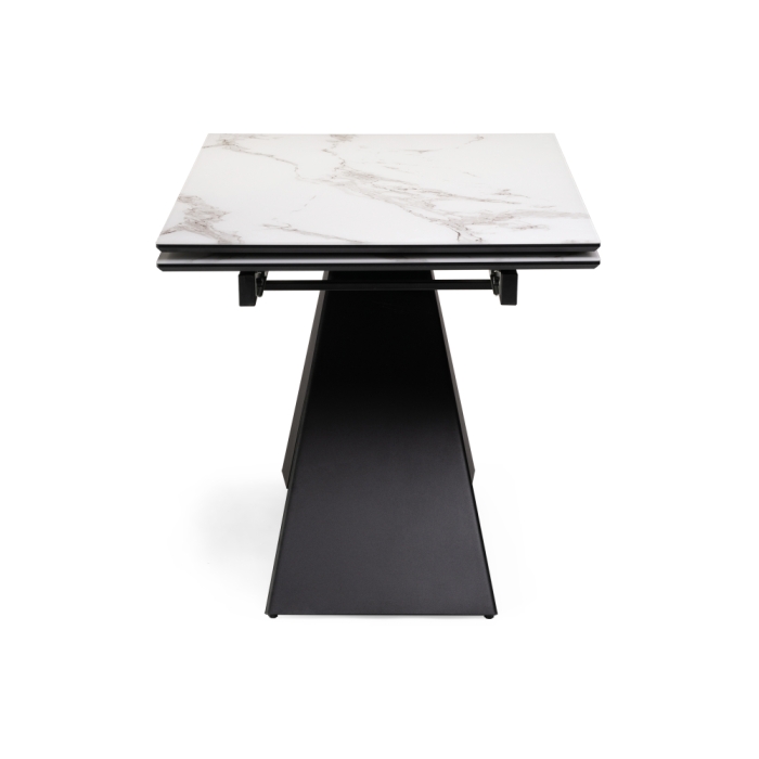 Стеклянный стол Торвальд 140(200)х80х77 белый мрамор / черный